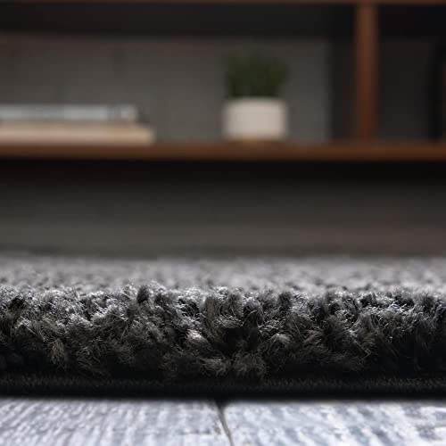 Unique Loom Solo Collection Area Rug - Calabasas (7' 10" x 10' Rectangle, Charcoal/ Black)