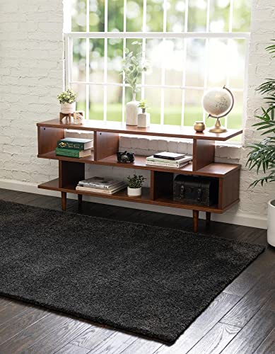 Unique Loom Solo Collection Area Rug - Calabasas (7' 10" x 10' Rectangle, Charcoal/ Black)