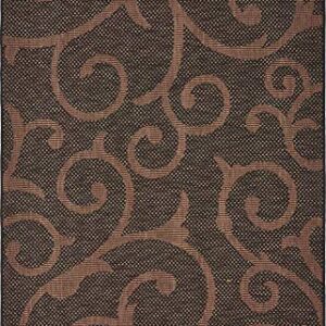 Unique Loom Outdoor Botanical Collection Area Rug - Vine (5' 1" x 8' Rectangle, Chocolate Brown/ Black)