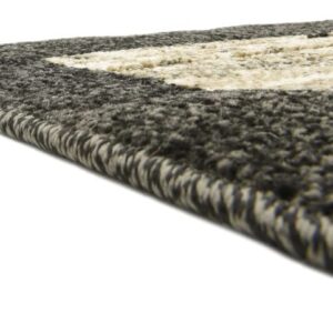 Unique Loom Outdoor Border Collection Area Rug - Milwaukee (2' x 6' 1" Runner, Beige/ Black)