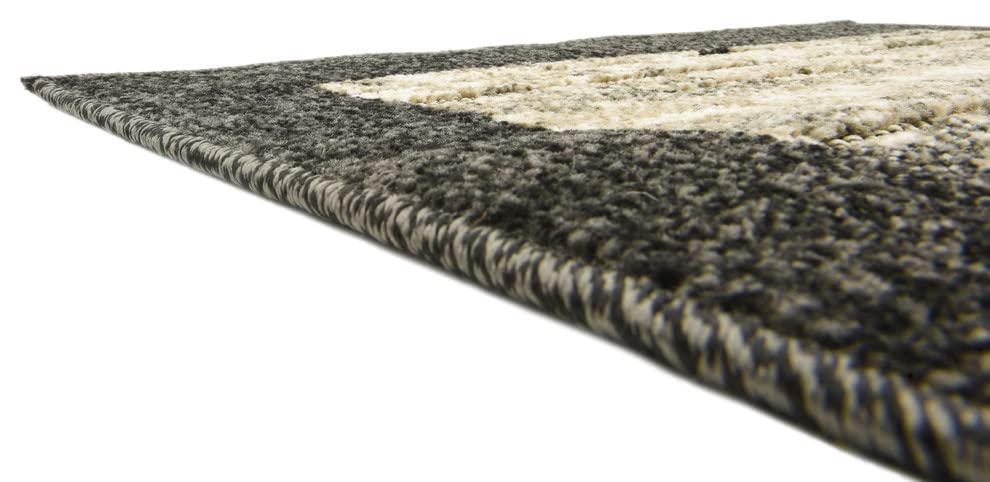 Unique Loom Outdoor Border Collection Area Rug - Milwaukee (2' x 6' 1" Runner, Beige/ Black)