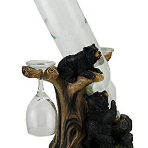 Zeckos Oh Honey Black Bears in a Tree Rustic Wine Bottle Holder with 2 Glasses
