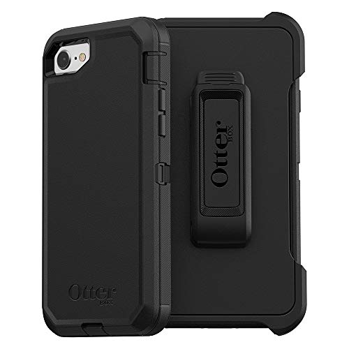 OtterBox iPhone SE 3rd & 2nd Gen, iPhone 8 & iPhone 7 (not compatible with Plus sized models) Defender Series Case - BLACK, rugged & durable, with port protection, includes holster clip kickstand