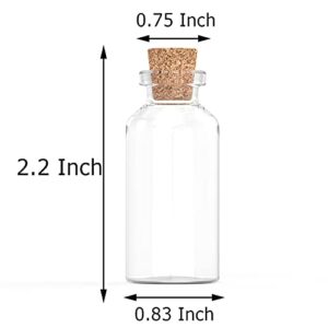 Axe Sickle 10 mL Cork Stopper Glass Bottles Mini Transparent Glass Bottles 48 Pcs.