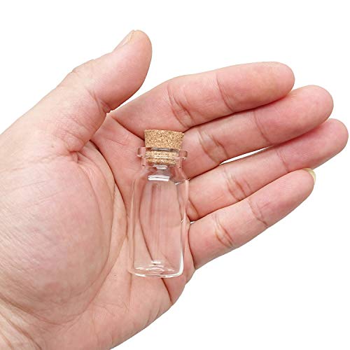 Axe Sickle 10 mL Cork Stopper Glass Bottles Mini Transparent Glass Bottles 48 Pcs.