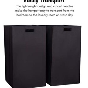 Internet's Best Collapsible Laundry Hamper - Set of 2 - Dirty Clothes Sorter with Handles - Magnetic Side - Easy Storage - Folding - Black