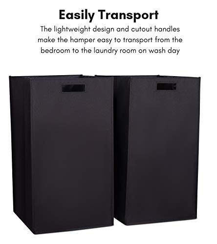 Internet's Best Collapsible Laundry Hamper - Set of 2 - Dirty Clothes Sorter with Handles - Magnetic Side - Easy Storage - Folding - Black