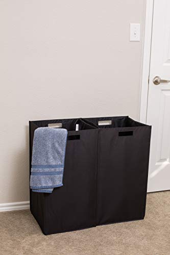 Internet's Best Collapsible Laundry Hamper - Set of 2 - Dirty Clothes Sorter with Handles - Magnetic Side - Easy Storage - Folding - Black