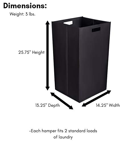 Internet's Best Collapsible Laundry Hamper - Set of 2 - Dirty Clothes Sorter with Handles - Magnetic Side - Easy Storage - Folding - Black