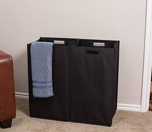 Internet's Best Collapsible Laundry Hamper - Set of 2 - Dirty Clothes Sorter with Handles - Magnetic Side - Easy Storage - Folding - Black