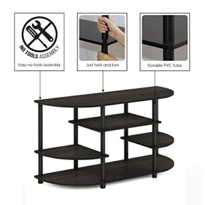 Furinno JAYA Simple Design Corner TV Stand, Espresso/Black