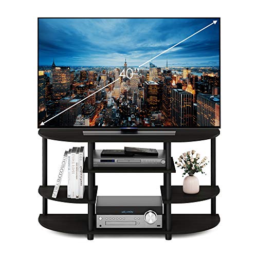 Furinno JAYA Simple Design Corner TV Stand, Espresso/Black