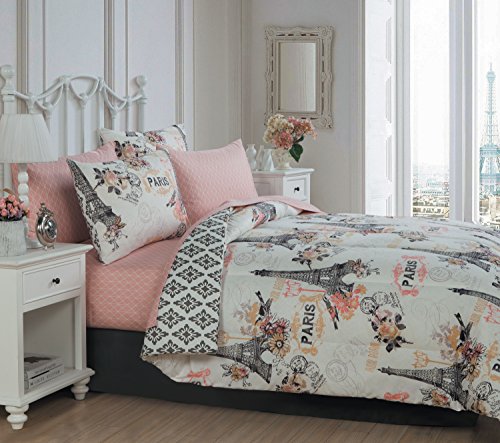 Geneva Home Fashion Avondale Manor 8-Piece Cherie Comforter Set Queen, Coral