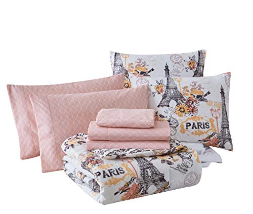 Geneva Home Fashion Avondale Manor 8-Piece Cherie Comforter Set Queen, Coral