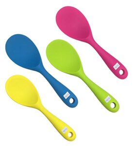 ksendalo 4 pack silicone rice spoon, nonstick rice paddle, eco-friendly/heat-resistant, works for rice/mashed potato or more, size: 8.86 x 2.68 inch, colorful