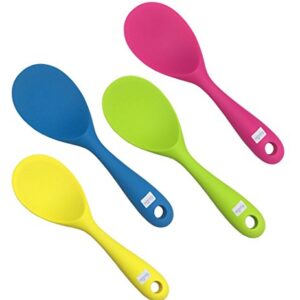 KSENDALO 4 Pack Silicone Rice Spoon, Nonstick Rice Paddle, Eco-friendly/Heat-resistant, Works for Rice/Mashed Potato or more, Size: 8.86 x 2.68 inch, Colorful