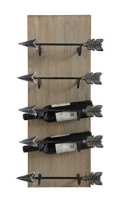 creative co-op wood & metal wall wine rack with arrows