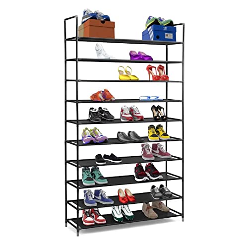 Halter Entryway Standing Shoe Rack, Black, 10 Tier