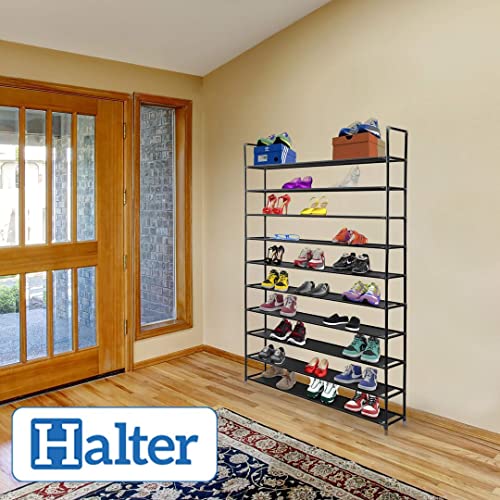 Halter Entryway Standing Shoe Rack, Black, 10 Tier