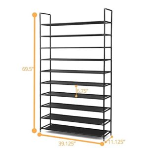 Halter Entryway Standing Shoe Rack, Black, 10 Tier