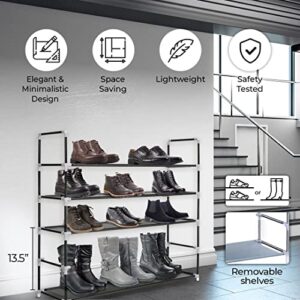 Halter 5 Tier Shoe Rack Organizer, Space Saving, Easy Storage Shoe Organizer Stand for Closets, Entryways and Bedrooms- Black