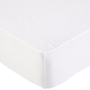 Amazon Basics Hypoallergenic Waterproof Fitted Mattress Protector Cover, King, White, 18 inch