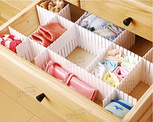 Duroetui Adjustable Plastic Drawer Closet Grid Divider Tidy Organizer Container Home Storage (45cm X 10cm ( 18" X 4" ), White)