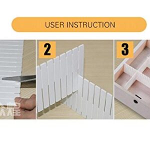 Duroetui Adjustable Plastic Drawer Closet Grid Divider Tidy Organizer Container Home Storage (45cm X 10cm ( 18" X 4" ), White)