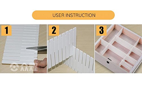 Duroetui Adjustable Plastic Drawer Closet Grid Divider Tidy Organizer Container Home Storage (45cm X 10cm ( 18" X 4" ), White)