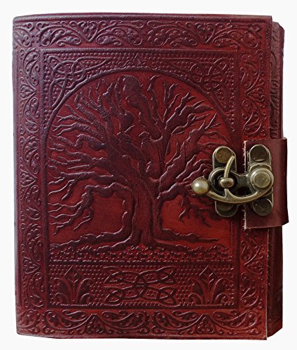 Tree of Life Leather Journal With C-Lock Notebook Gifts For Men Women Handmade Vintage Drawing Diary Travel Journal Sketchbook Writing Blankbook