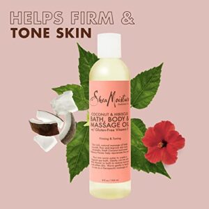 Shea Moisture Body Oil with Coconut & Hibiscus for Bath and Shower, Coconut Massage Oil & Coconut Body Oil, Shea Moisture Body Oil with Hibiscus Flower Extracts (2 Pack, 8 Oz Ea) 