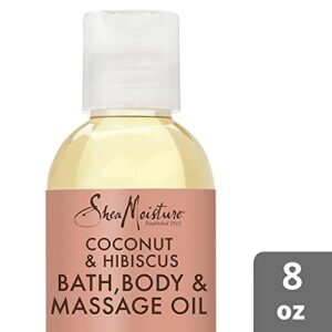 Shea Moisture Body Oil with Coconut & Hibiscus for Bath and Shower, Coconut Massage Oil & Coconut Body Oil, Shea Moisture Body Oil with Hibiscus Flower Extracts (2 Pack, 8 Oz Ea) 