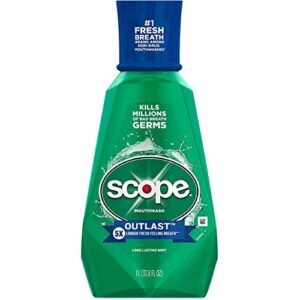 crest plus scope outlast mouthwash, mint, 33.8 oz - 2pc