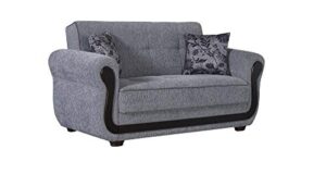beyan surf avenue collection upholstered convertible storage love seat with easy access storage space, includes 2 pillows, gray