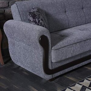 BEYAN Surf Avenue Collection Upholstered Convertible Storage Love Seat with Easy Access Storage Space, Includes 2 Pillows, Gray