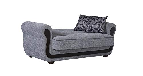 BEYAN Surf Avenue Collection Upholstered Convertible Storage Love Seat with Easy Access Storage Space, Includes 2 Pillows, Gray