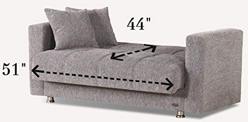 BEYAN Niagara Collection Contemporary Upholstered Convertible Storage Love Seat with Easy Access Storage Space, Includes 2 Pillows, Gray