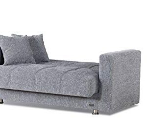 BEYAN Niagara Collection Contemporary Upholstered Convertible Storage Love Seat with Easy Access Storage Space, Includes 2 Pillows, Gray