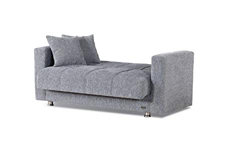 BEYAN Niagara Collection Contemporary Upholstered Convertible Storage Love Seat with Easy Access Storage Space, Includes 2 Pillows, Gray