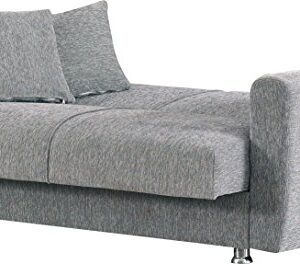 BEYAN Niagara Collection Contemporary Upholstered Convertible Storage Love Seat with Easy Access Storage Space, Includes 2 Pillows, Gray