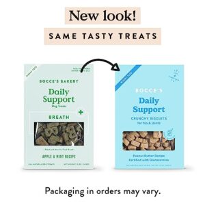 Bocce's Bakery Breath Daily Support Treats for Dogs, Wheat-Free Dog Treats, Made with Real Ingredients, Baked in The USA, Supports Oral Health, All-Natural Apple & Mint Biscuits, 12 oz