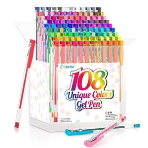 Courise 108 Unique Colors Gel Pens Gel Pen Set For Adult Coloring Books Drawing Painting Writing Doodling