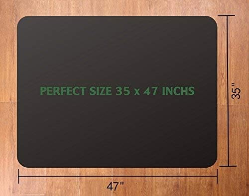 Office Rolling Chair Mat for Hardwood and Tile Floor, Black, Anti-Slip, Non-Curve, Chair Mat Best for Under the Computer Desk , 47 x 35 Rectangular Non-Toxic Plastic Protector, Not for Carpet