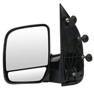 eccpp towing mirror side mirror replacement for 2002-2008 for ford e150 e250 e350 e450 e550 econoline van with dual mirror glass - textured black - left side