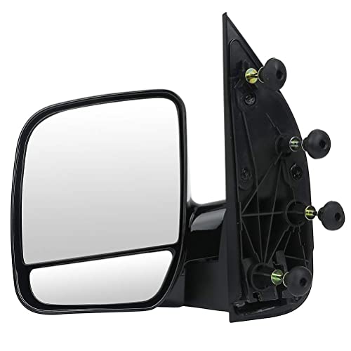 ECCPP Towing Mirror Side Mirror Replacement for 2002-2008 For Ford E150 E250 E350 E450 E550 Econoline Van with Dual Mirror Glass - Textured Black - Left Side