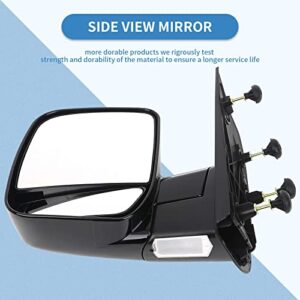 ECCPP Towing Mirror Side Mirror Replacement for 2002-2008 For Ford E150 E250 E350 E450 E550 Econoline Van with Dual Mirror Glass - Textured Black - Left Side