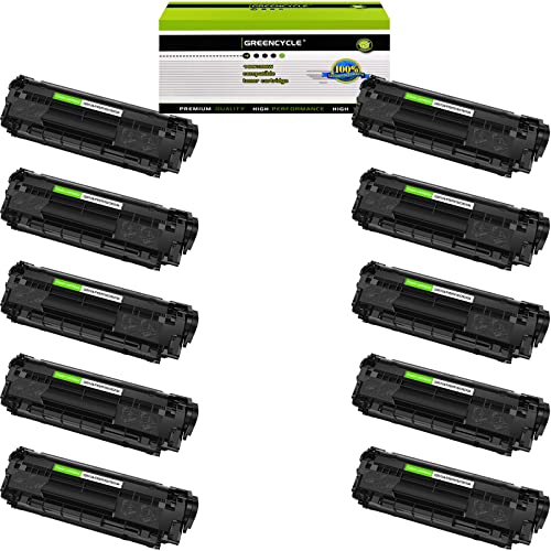 greencycle 10 Pack Q2612A High Yield Black Toner Cartridge Compatible for HP 12A Laserjet 3052 Laserjet 3055 Laser Printer