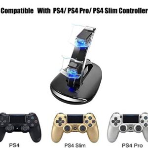 PS4 Controller Charger, PS4 Pro/Playstation 4 / PS4 / PS4 Slim Controller Charger Charging Docking Station Stand.Dual USB Fast Charging Station & LED Indicator for PS4 Controller-Black