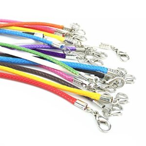 Paxcoo 100 Pcs 18 Inches Waxed Cotton Necklace Cord with Lobster Claw Clasp for DIY Jewelry Making, Mix Color