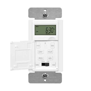 enerlites - het01-c-w programmable digital timer switch for lights, fans, motors, 7-day 18 on/off timer settings, single pole, neutral wire required, ul listed, het01-c, white